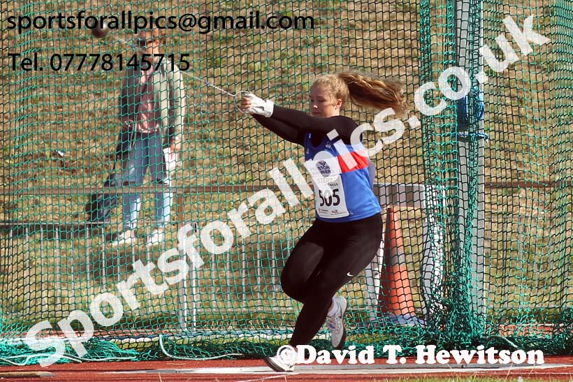 Womens under-17s hammer, 2018 Northern Under-17s/U-15s/U-13s Champs., Wavertree Athletics Centre, Liverpool. Photo: David T. Hewitson/Sports for All Pics